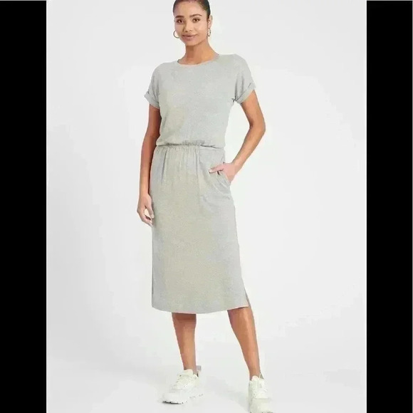 Banana Republic Grey Knit Midi T-Shirt Dress - Picture 1 of 9